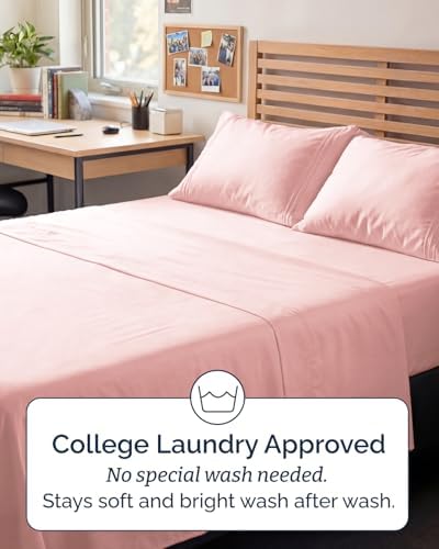 Full XL Sheets - 4 Piece Full XL Sheet Set - Cool & Breathable - Baby Pink