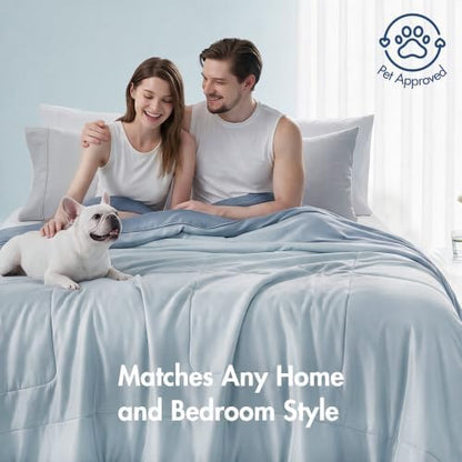 Madison Park Breathable Cooling Comforter Full/Queen, Light Blue, 90x90