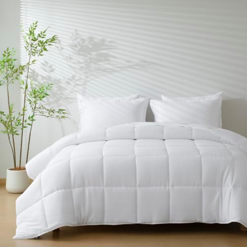 HIG 3pc White Queen Size Bedding Comforter Set Duvet Insert Blanket