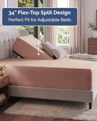 CGK Linens Extra Deep Flex Top Split Head King Fitted Sheet Only - Mauve