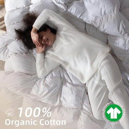 Goose Feather Down Comforter Full Size,100% Organic Cotton Duvet Insert