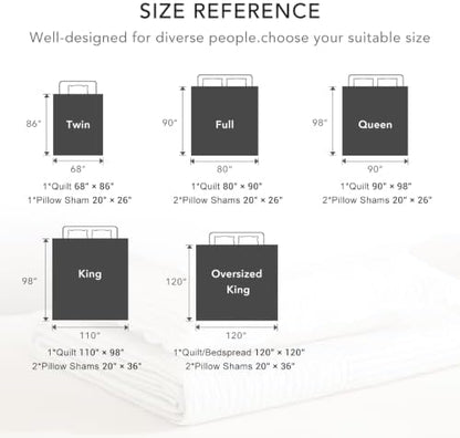 Lady Ann Oversized King Bedspread 120x120, Soft Cotton Quilt Set for Extra Large Bed, Dark Grey White Classic Striped Pattern Quilted Coverlet with Scalloped Edge, 3 Pcs Bedding Set