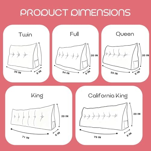 Headboard Pillow Full, Headboard Wedge Pillow with A Long Neck Roll Pillow Body Pillow, Triangle Pillow Wedge for Reading, Working, Bed Wedge Pillow for Headboard (Red, Full)