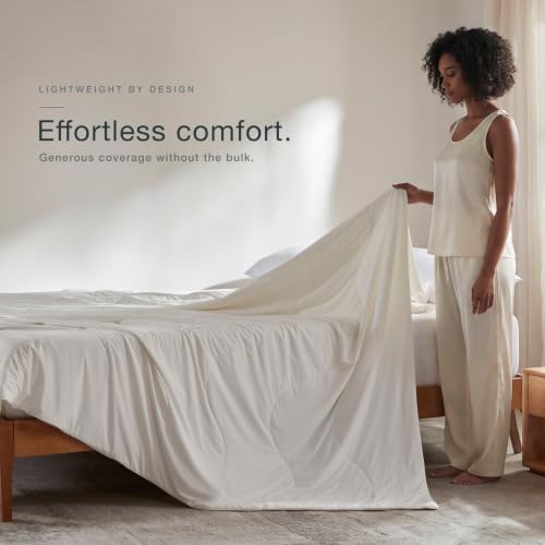 LEAONME® Cooling Comforter Full/Queen White Blanket for Hot Sleeper 90"x90"