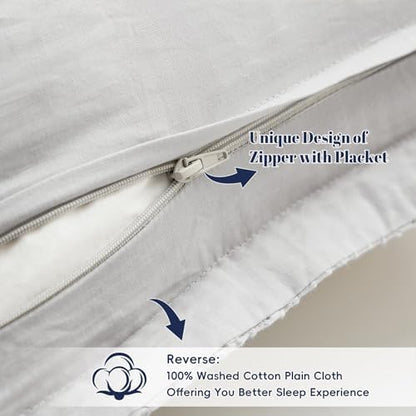 PHF Cotton Ruffle Waffle Euro Sham Covers 26"x26", Light Grey, No Insert