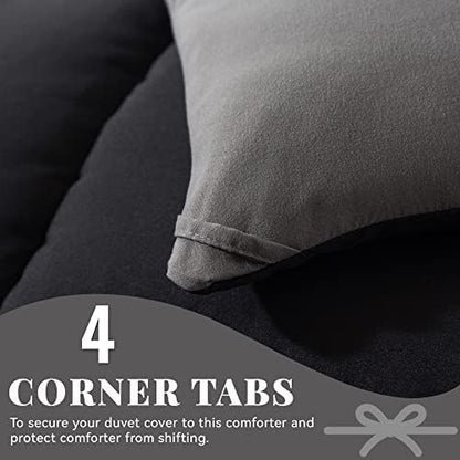 Down Alternative Comforter Black/Grey Full Size - All Season Duvet Insert