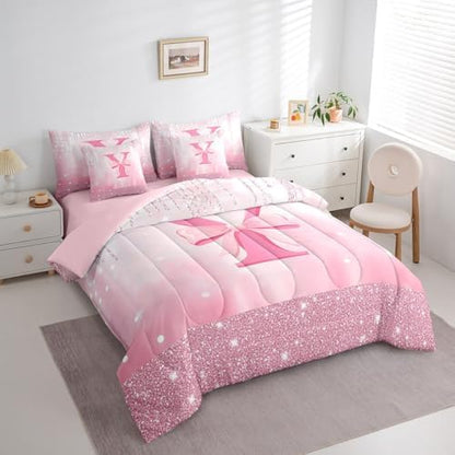 Feelyou Boys Girls Pink Bowknot Bed in A Bag Twin Size