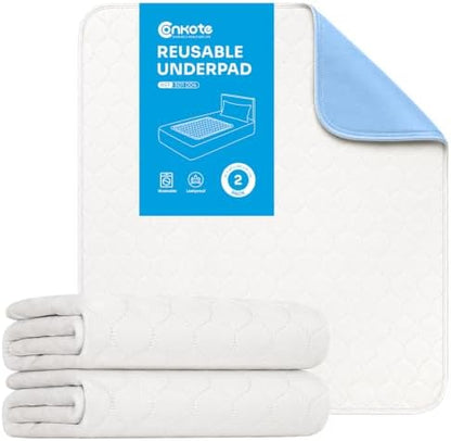 Ultra Soft Quilted Washable and Reusable Incontinence Bed Underpads, 34"X36" (2 Pack), Waterproof Sheet and Mattress Protectors