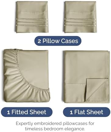 Full Size 4 Piece Sheet Set - Ultra Soft & Cooling Sheets - Taupe