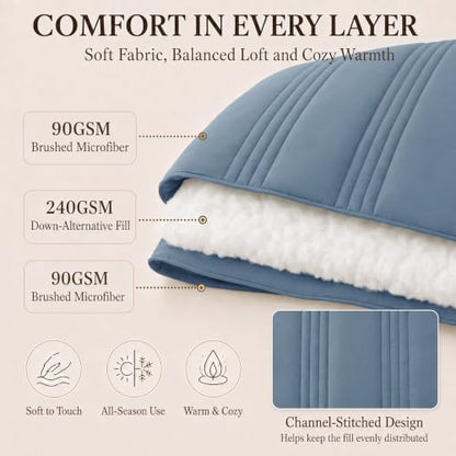 CozyLux Queen Comforter Set Grayish Blue - 7 Pieces Bed in a Bag