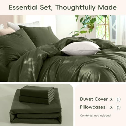 JIYUAN Oversized King Washed Cotton Duvet Cover Set, Relaxed Linen Feel