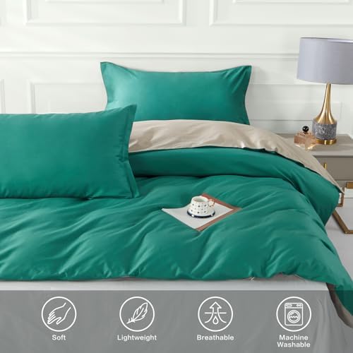 SAPHREAS Teal Duvet Cover King Size 3 Pieces Extra Soft Bedding Set, Includes 1 Cotton Green Duvet Cover 104"x90" with Zipper Closure & 2 Pillow Shams, Comforter Not Included