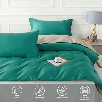 SAPHREAS Teal Duvet Cover King Size 3 Pieces Extra Soft Bedding Set, Includes 1 Cotton Green Duvet Cover 104"x90" with Zipper Closure & 2 Pillow Shams, Comforter Not Included