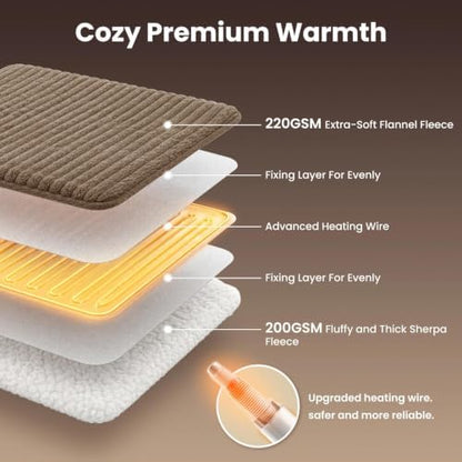 Homemate Electric Heated Heating Blanket King Size 100"x90" Dual Control