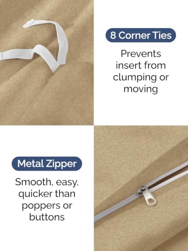 Duvet Cover Super King - 3 Piece with Zipper Closure - Heathered Tan