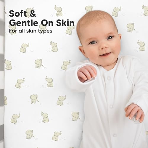 KeaBabies 2pk Organic Cotton Crib Sheets for Boys Girls 52x28, Elly
