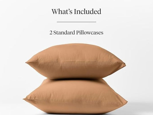 Coyuchi Crinkled Percale Pillowcase Set of 2 – 100% GOTS Certified Organic Cotton, Soft & Cool Standard Pillowcases, Breathable Medium Weight Cotton (Pewter)