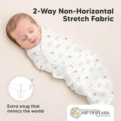 KeaBabies 3-Pack Organic Baby Swaddles for Newborns, Bumble Bear, 0-3M