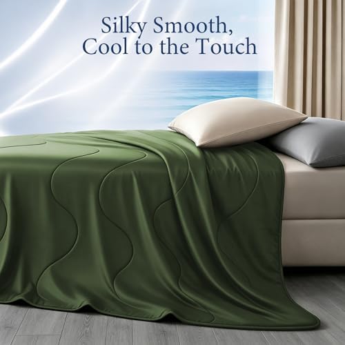 Cooling Comforter for Hot Sleepers, Queen 90x90, Forest Green