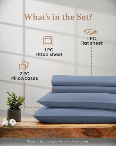 100% Egyptian Cotton Twin XL Sheets, 4 Piece, Slate Gray Sheets Twin XL