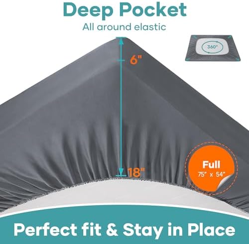 OhGeni Waterproof Mattress Protector, Full Size Mattress Pad Fitted with Deep Pocket 6"-18", Breathable Noiseless Soft, Washable Dirt-Proof Mattress Cover, Gray, More Than 99 pcs fibers, Daybed Cover