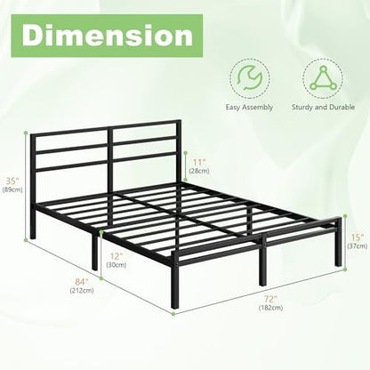 Lutown-Teen 12 Inch California King Bed Frame with Headboard and Footboard