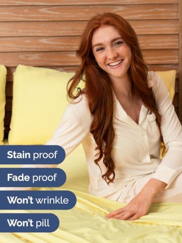 Extra Deep Pocket Twin Size Sheet Set - Breathable & Cooling - Yellow