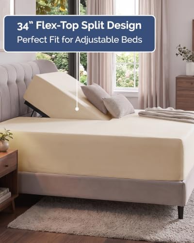 CGK Linens Extra Deep Flex Top Split Head King Fitted Sheet Only - Wheat