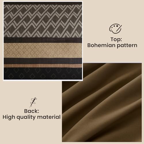 Cottolester Brown Comforter Set Queen Size,Fall Striped Bed in a Bag