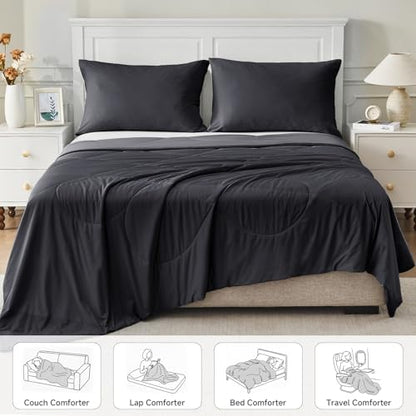 HOMFINE Cooling Comforter for Hot Sleepers Twin/Twin XL, Black 60"x90"