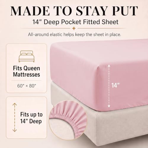 CozyLux Queen Comforter Set Pink, 7 Pieces Bed in a Bag