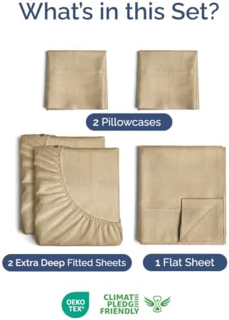 Extra Deep Split King Sheet Set - Breathable & Cooling - Heathered Tan