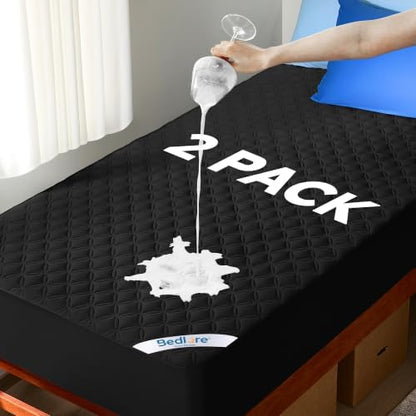 BEDLORE 2 Pack Waterproof Mattress Protector, Twin XL Size Mattress Pad
