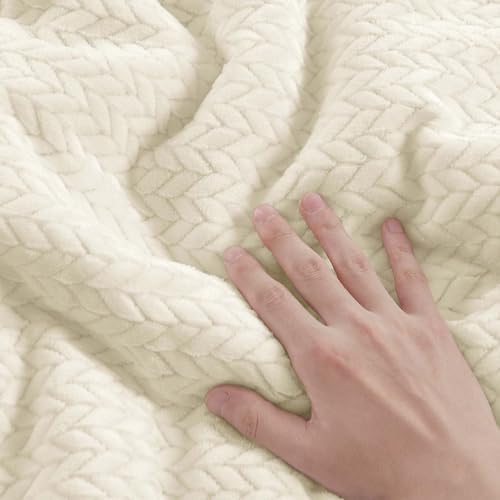 ChiXpace Fleece Twin Size Comforter Set Beige, Fluffy Bed Set 2 Pieces