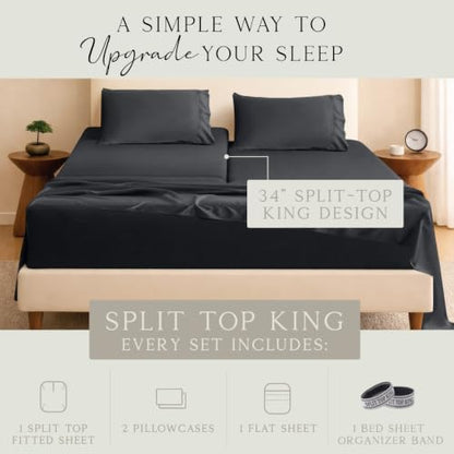 KARISSA MAE Bamboo Viscose 34" Split Top King Size Sheet Set, FSC Certified