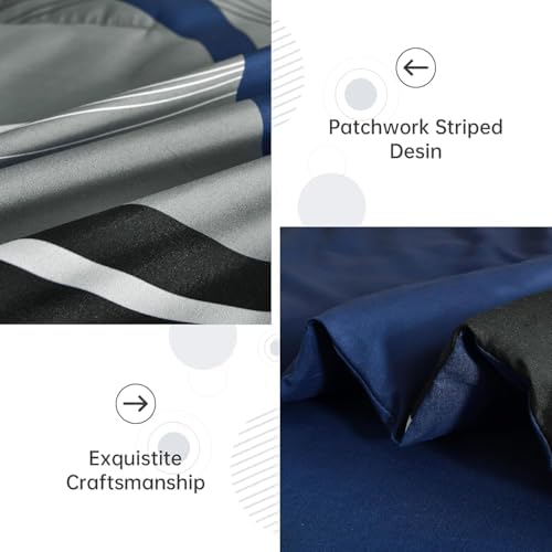 Anibedding Comforter Set California King Size,Navy Blue Bed in a Bag