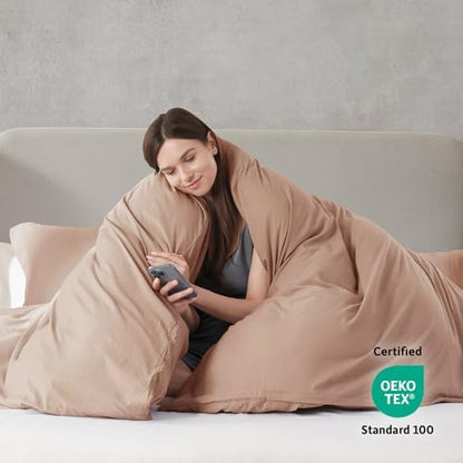 Hearth & Harbor Prewashed Queen Duvet Cover Set, Khaki
