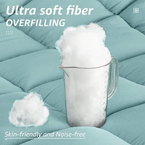 HYLEORY All Season Full Size Bed Comforter - Cooling Down Alternative Quilted Duvet Insert with Corner Tabs - Winter Warm - Machine Washable - Turquoise