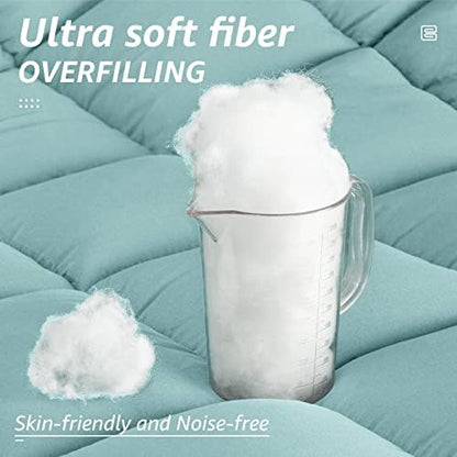 HYLEORY All Season California King Size Bed Comforter - Cooling Down Alternative Quilted Duvet Insert with Corner Tabs - Winter Warm - Machine Washable - Turquoise,Cal King(96*104)
