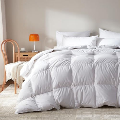 Goose Feather Down Comforter Oversized King,100%Organic Cotton Duvet Insert