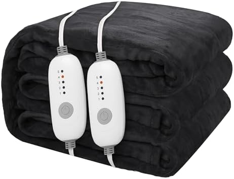 Electric Heated Blanket 84"x90" Queen Size, Dark Grey