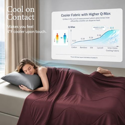 Cooling Comforter for Hot Sleepers, Twin 68x90, Purple Red