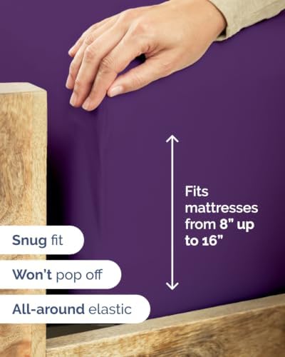 Flex Top Split Head King 6 Piece Sheet Set - Breathable & Cooling - Purple