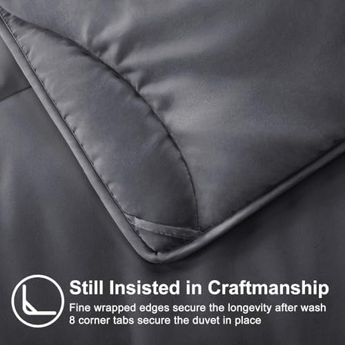 MEELUS Lightweight Comforter Cooling Grey, All Season Duvet Insert