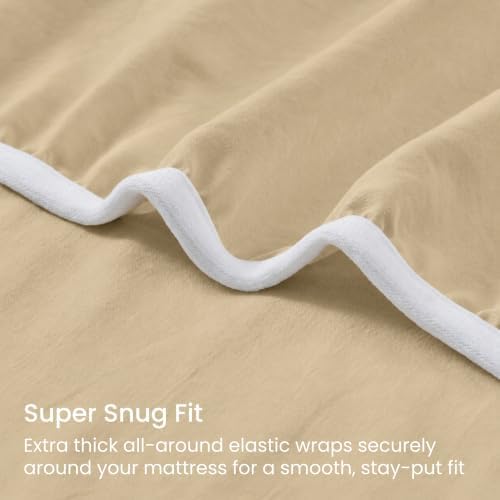 GOKOTTA 3 Piece Twin Sheet Set - Soft, Breathable & Cozy - Tan/Beige