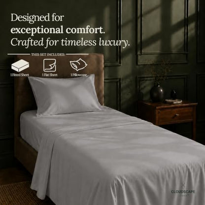 CLOUDSCAPE LINEN Millennium Series 100% Cotton Luxury Sheet TwinXL,Silver