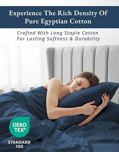 LANE LINEN California King Sheets 100% Egyptian Cotton Sateen - Estate Blue