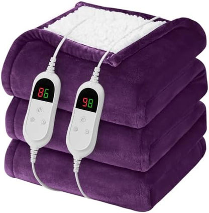 Heated Electric Blanket King Size, Dual Control 90" x 100", Lavender