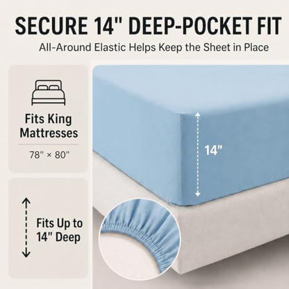 CozyLux Oversized King Comforter Set Baby Blue - 7 Pieces Bed in a Bag