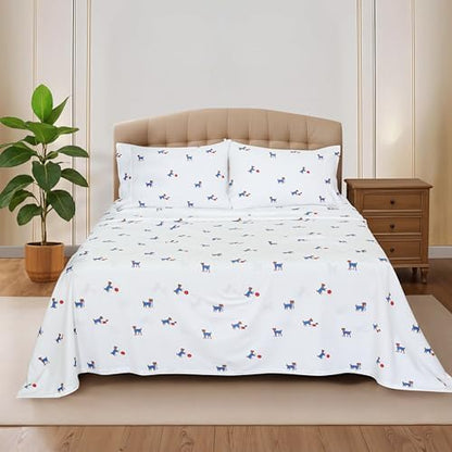 RUVANTI Flannel Sheets Full Size, Puppy Playoff